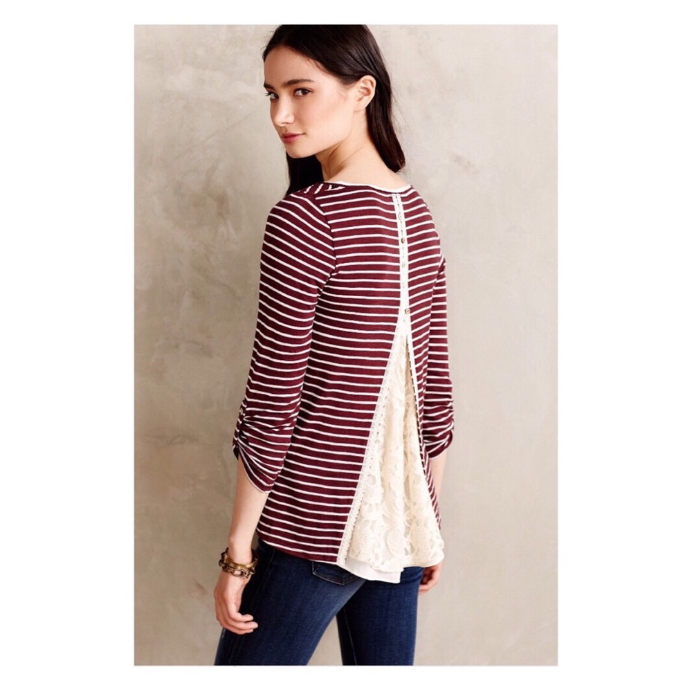 Anthro - Meadow Rue - Cassia Striped V-Neck Tee